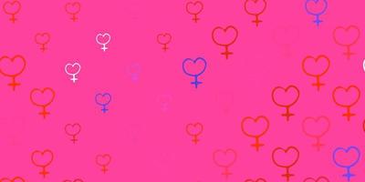 Light Pink, Red vector texture with women rights symbols.