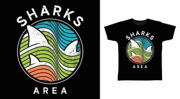 concepto de vector de diseño de camiseta de ilustración de área de tiburón.