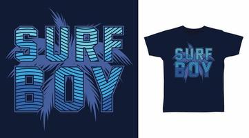 Surf boy typography design vector with palms tree illustration, ready for print on t-shirt.