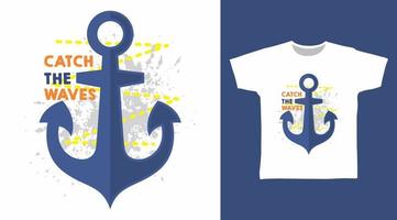 ilustración vectorial de diseño de ancla de marinero lista para imprimir en camisetas. vector