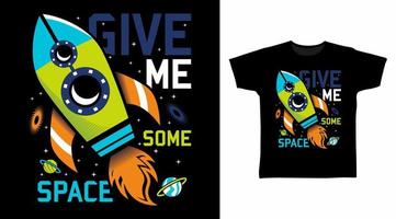 Give me some space typography design with rocket illustration vector