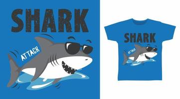 Shark attack illustration t-shirt design vector concept.