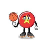 vietnam flag illustration as a basketball player vector