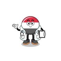 mascota de dibujos animados del médico de la bandera de yemen vector