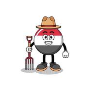 Cartoon mascot of yemen flag farmer vector