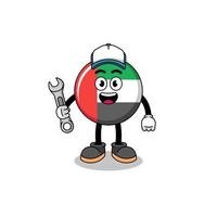 UAE flag illustration cartoon as a mechanic vector