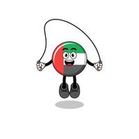 UAE flag mascot cartoon is playing skipping rope vector