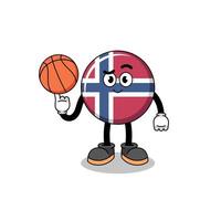 ilustración de la bandera de noruega como jugador de baloncesto vector