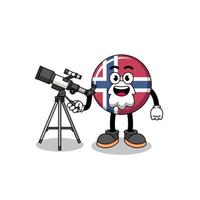 Illustration of norway flag mascot as an astronomer vector