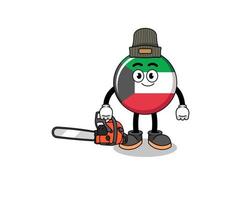 kuwait flag illustration cartoon as a lumberjack vector