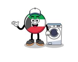 kuwait flag illustration as a laundry man vector