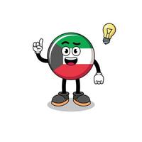 kuwait flag cartoon with get an idea pose vector