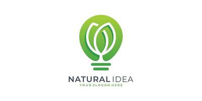 Natural idea leaf logo design template.tree,idea,smart,bulb,growth.Premium Vector