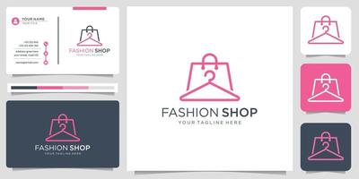 creative minimalism line art style fashion shop logo design with business card illustration. vector
