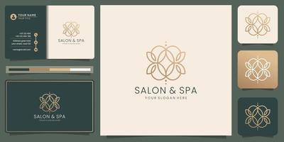 logotipo de salón abstracto creativo con diseño de estilo lineal y plantilla de tarjeta de visita. logotipo de salón y spa vector