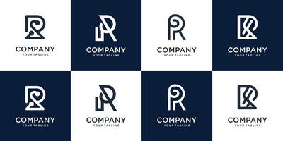 r logo set design black and white. vector