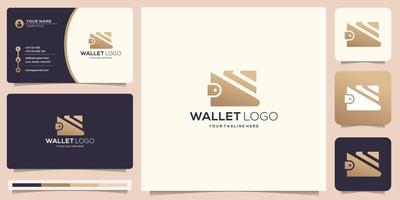 logotype wallet logo design style,gold color modern design and business card template. vector