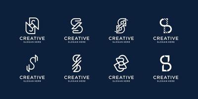 collection of abstract s monogram design template. initial logo s set creative black and white. vector