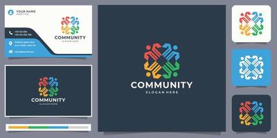 creative colorful community logo design inspiration with business card design. vector