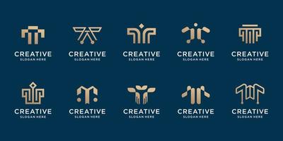 set of creative initial T logo template. logo for technology, identity, corporate, business company. Premium vector