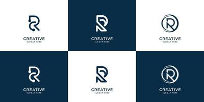 set of collection of monogram r design template. logotype abstract, business, line art style, icon. vector