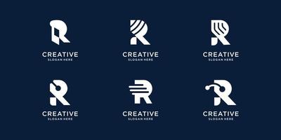 Collection initial R logo icon set design for business of consulting, identity, technology. vector