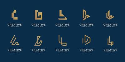 Modern logo set. creative monogram gold collection letter L .Premium Vector