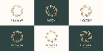 conjunto de plantilla de logotipo de rosa de flor de colección. diseño de logotipo de flor de concepto creativo. vector premium