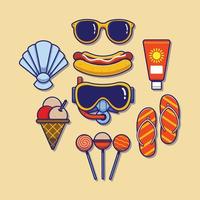 conjunto de elementos de verano, diseño de ilustraciones vectoriales vector