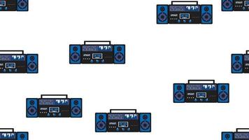 Seamless pattern endless with music audio cassette old retro tape recorders vintage hipster from 70s, 80s, 90s isolated on white background. Vector illustration