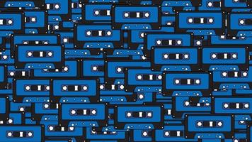 Seamless pattern endless with music audio cassettes old retro vintage hipster from 70s, 80s, 90s isolated on white background. Vector illustration