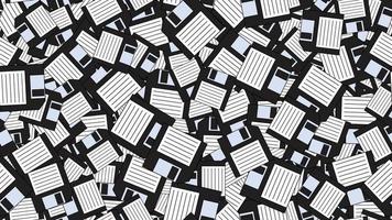 Seamless pattern endless computer with old retro vintage white hipster floppy disks from 70s, 80s, 90s isolated on white background. Vector illustration