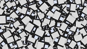 Seamless pattern endless computer with old retro vintage white hipster floppy disks from 70s, 80s, 90s isolated on white background. Vector illustration