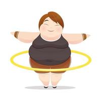 mujer gorda con hula hoop girando vector