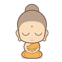 dibujos animados de monje budista vector