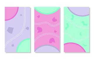 set of pink, soft purple and pastel green. cheerful abstract  background with pastel color. simple, flat and colorful concept. used for wallpaper, backdrop, social media stories, copy space and poster vector