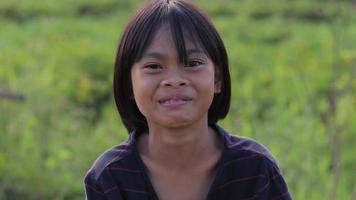 Close-up of the face of an elementary school girl, child girl video