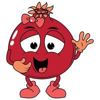 cute pomegranate fruit cartoon graphic vector