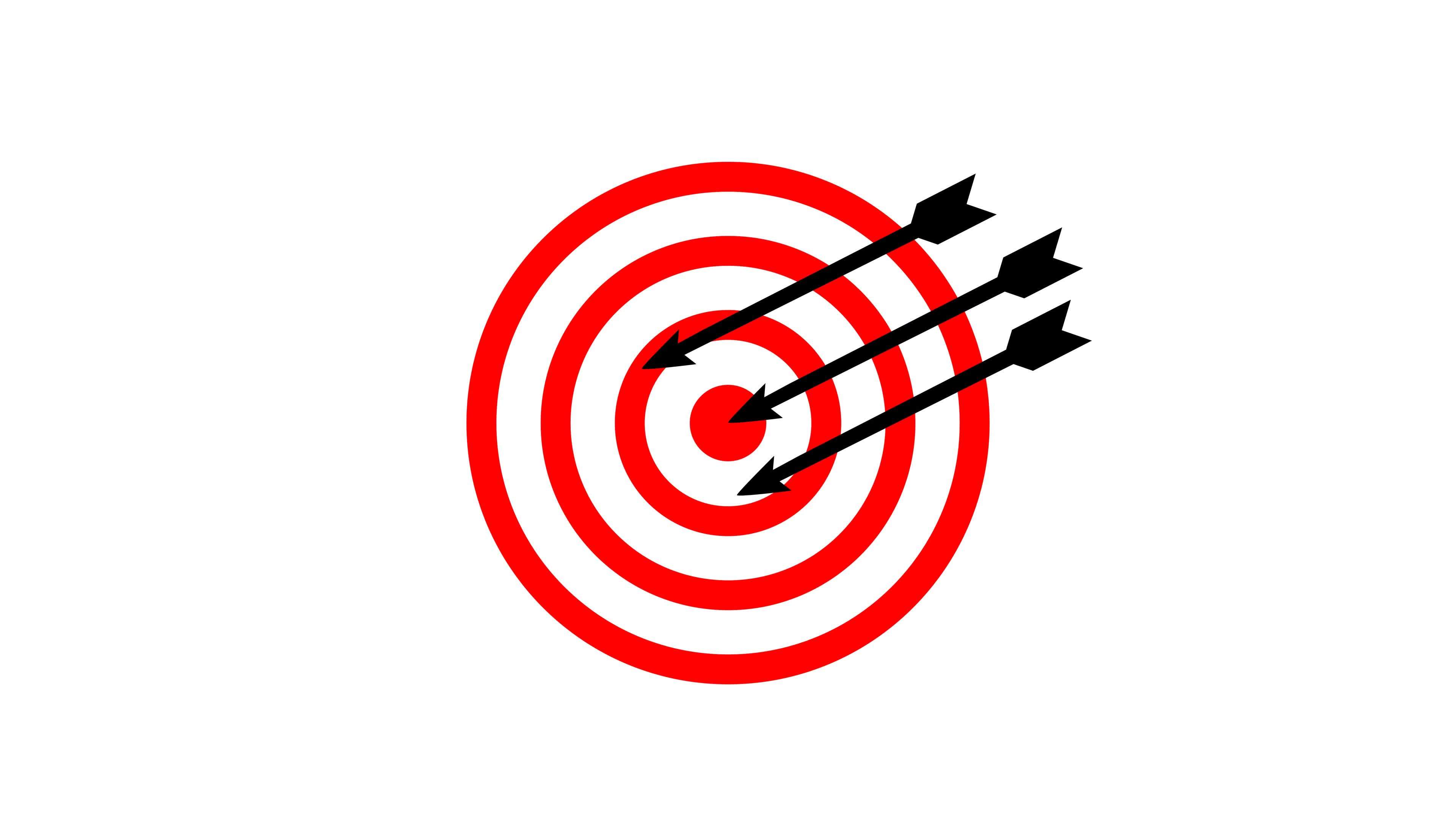 2D Target goal archery icon with white and green background. Marketing