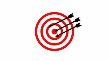2D-Ziel-Bogenschießen-Symbol mit weißem und grünem Hintergrund. Marketing-Targeting-Strategie-Symbol. Bogenschießen oder Zielstrategie. das bunte Symbol in der Kreisschaltfläche. marketing animiertes ziel zielsymbol. video