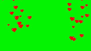 4K Heart Love bubbles motion graphics with green, white, black screen background video