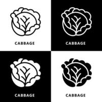 Cabbage leaves organic Icon Logo. Vegetable and Fruit Symbol Illustration Vector