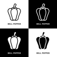 Bell Pepper Icon Logo. Vegetable Organic Fresh Symbol Illustration Vector