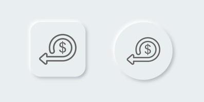 Cashback line icon in neomorphic design style. Money back signs vector illustration.