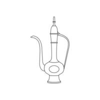 Arabic Teapot Outline Icon Illustration on White Background vector