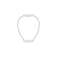 Ceramic Vase Outline Icon Illustration on White Background vector