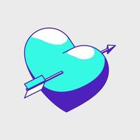 Heart and arrow isometric vector icon illustration