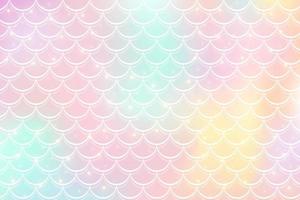 Mermaid holographic background in fantasy style with scales. Unicorn pink gradient texture. Sea fish kawaii vector backdrop.