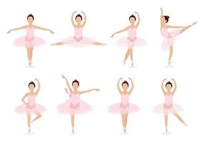 conjunto de hermosa niña en un tutú rosa. linda pequeña bailarina está bailando. ilustración vectorial aislado sobre fondo blanco vector