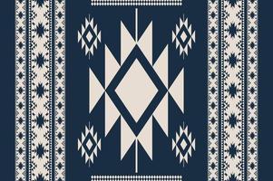 Ethnic Navajo seamless pattern. Blue-white color ethnic southwest pattern use for carpet, rug, tapestry, mat or home decoration elements. Ethnic boho southwest border stripes fabric design. vector